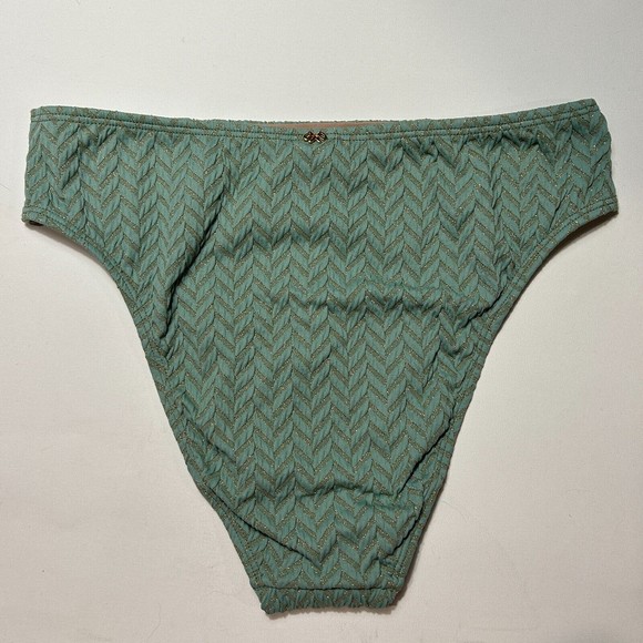PilyQ Aquarius Hillary High Waist Teeny Green Swimwear Bikini Bottom Size M NWT - Picture 6 of 10